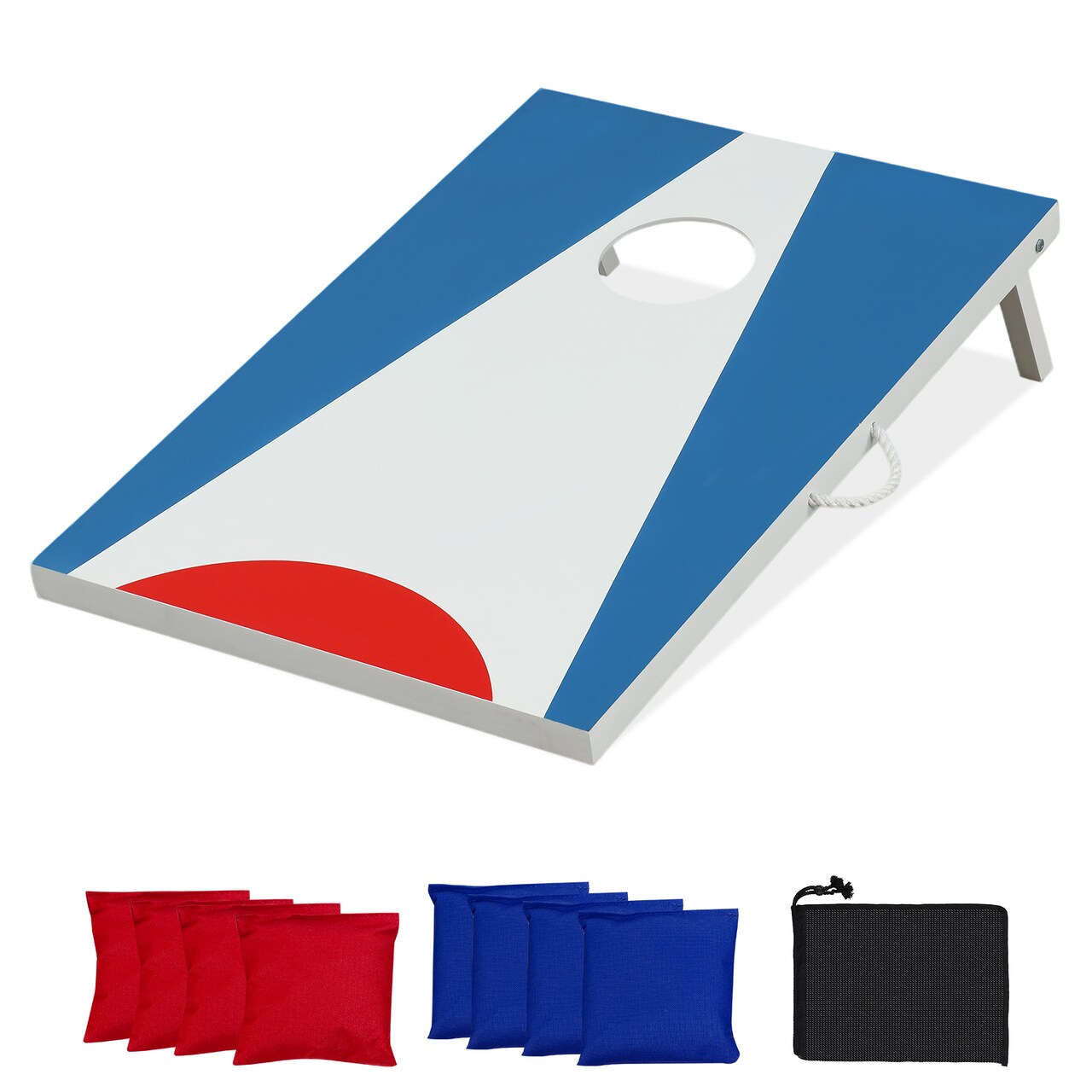 Portable Cornhole Board Set with Foldable Legs and Carry Handle